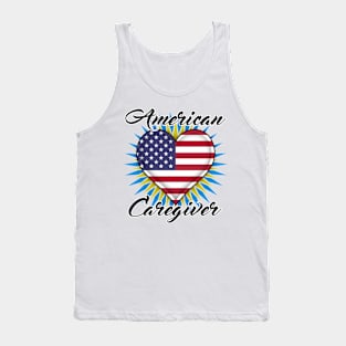 American Caregiver Heart black font design Tank Top